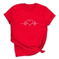 thumbnail image 6 of Njagoc3 Women's Heartbeat Line Heart Print Short Sleeve Top - Romantic Valentine's Day Casual Wear, 6 of 6