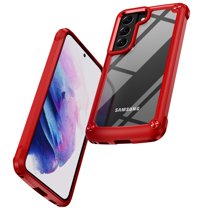 Dteck for Samsung Galaxy S23 6.1 inch Case, Slim Fit Shockproof Hybrid Heavy Duty Clear Hard PC Back Wireless Charging Anti-Scratch Protective Phone Cover, Red