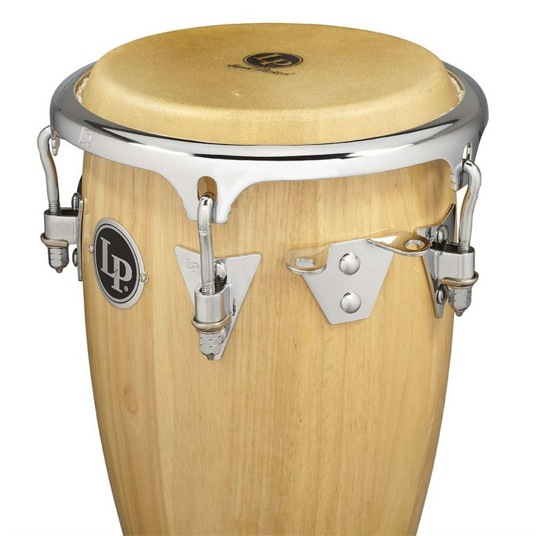 LP Junior Wood Congas with Chrome Hardware and Stand Natural LP Junior Wood Congas with Chrome Hardware and Stand Natural