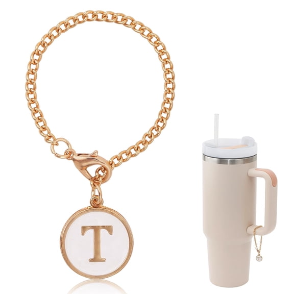 Ekarley Letter Charm Accessories For Stanley Cup,Gold Initial Chain Water Bottle