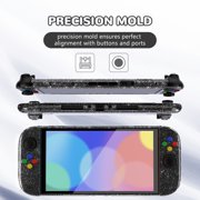 PlayVital Clear Series Protective Case for Nintendo Switch 2, Anti-Scratches Hard Shell Dockable Grip Cover with Extra Foldable Stand & Thumb Grips - Clear Glitter Silver