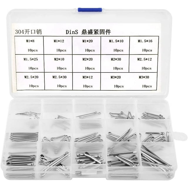 Stainless Steel Cotter Pin Assortment Kit, 150 Pieces for Small Engine Repair