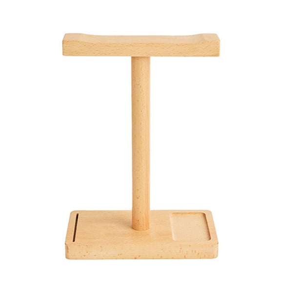 Universal Walnut Headphone Stand with Storage Base Solid Wood Desktop Hanger for Gaming Headsets