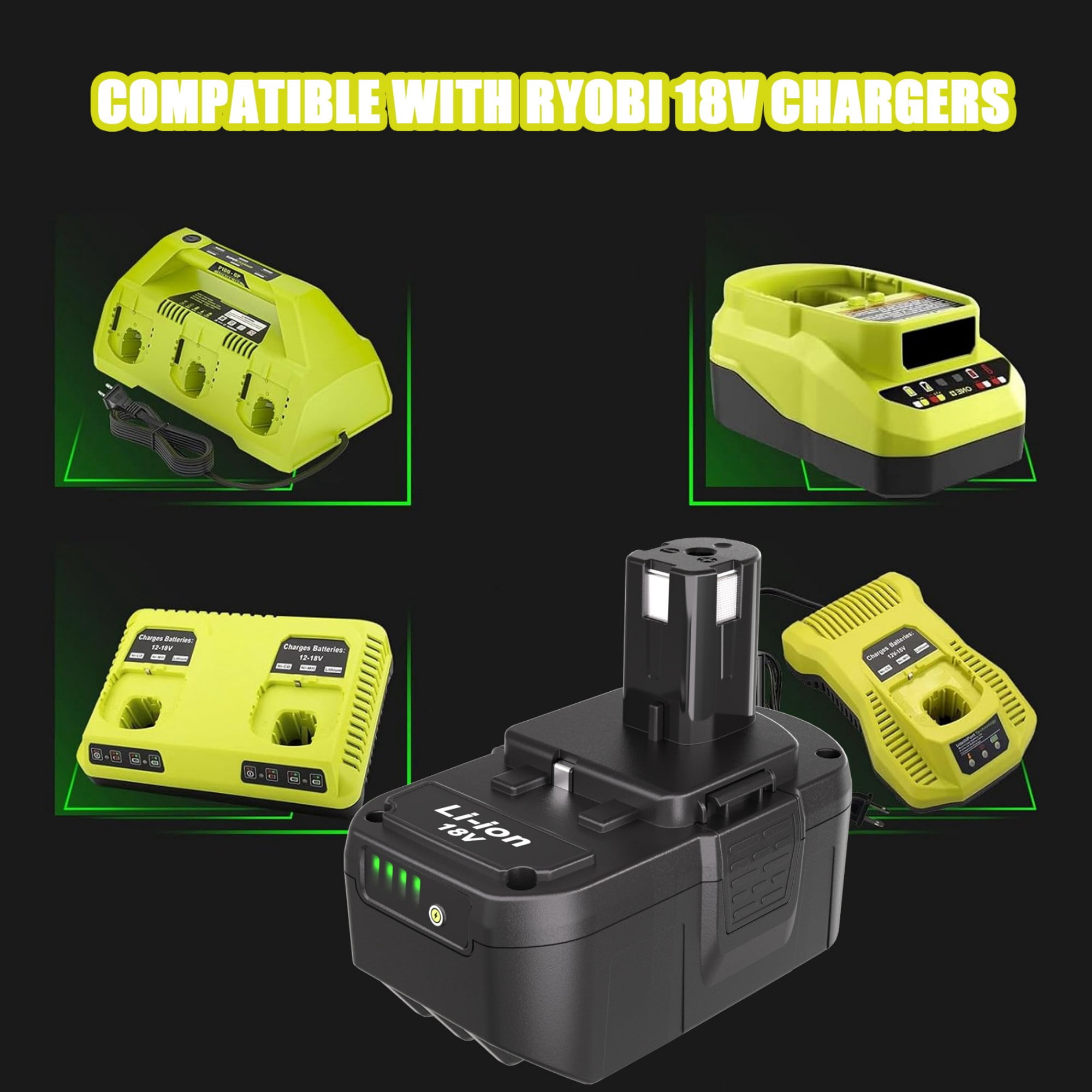 2Packs P108 18V 8.0Ah Battery Compatible with Ryobi 18V ONE+ Battery P108 P102 P103 P104 P105 P107 P109 P122 Cordless Tool