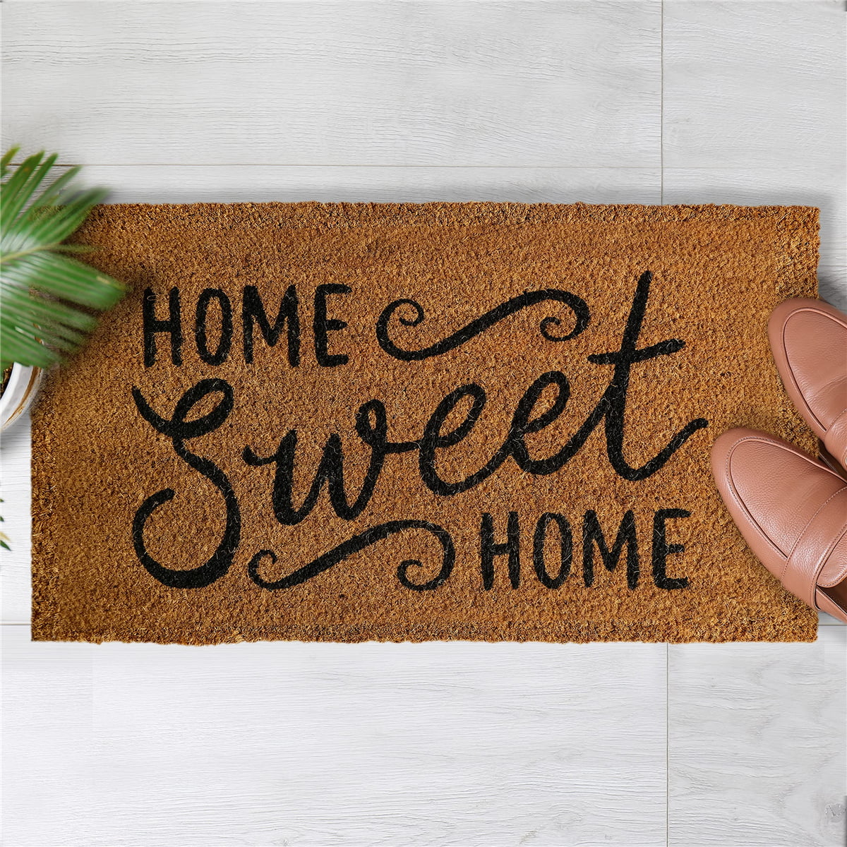 Barnyard Designs No Shedding, Non-Slip, 30x17 Brown 'Home Sweet Home'  Doormat Welcome Mat with Heavy Duty Backing for Outdoors and Indoors, Large