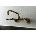 thumbnail image 2 of Kingston Brass KS313AB Kingston Two Handle Wall Mount Kitchen Faucet, Antique Brass, 2 of 5