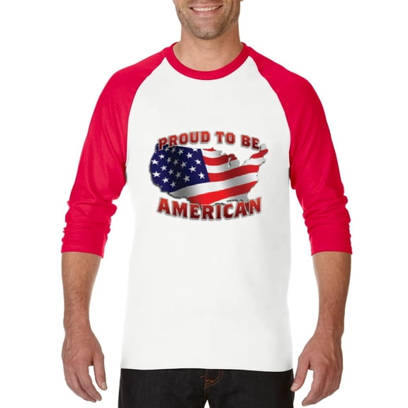 Artix - Mens Raglan Sleeve Baseball T-Shirts, up to Size 3XL - American Proud To Be US Flag