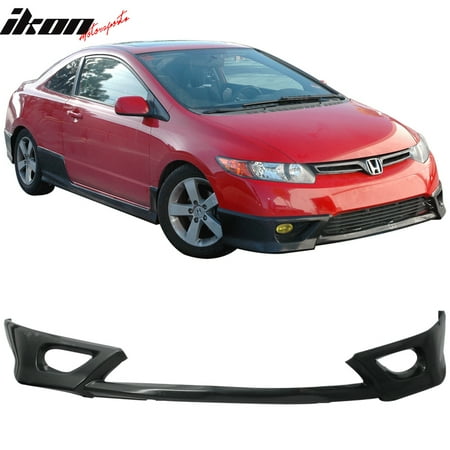 Fits 06 08 Honda Civic Coupe 2dr Front Per Lip Spoiler Pu Black Fd Fa