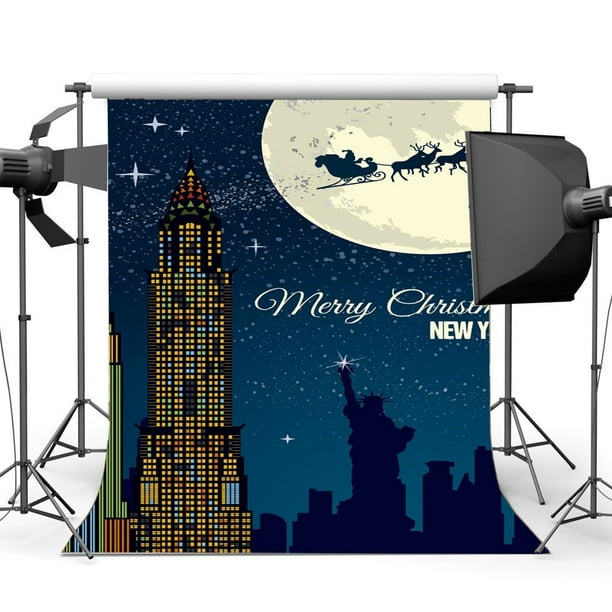 Abphoto Polyester 5x7ft Photography Backdrop Christmas Santa Claus Ride New York City Statue Of Liberty Xmas Backdrops Seamless Baby Kids Happy New Year Background Photo Studio Props Walmart Com Walmart Com