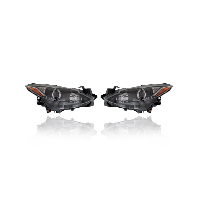 Headlight Assembly - Cooling Direct Fit/For BPW1510K0, BPW9510L0A 14-16 Mazda Mazda3 Hatchback, 14-16 Sedan - Halogen (Pair, Left Driver + Right Passenger Set) CAPA