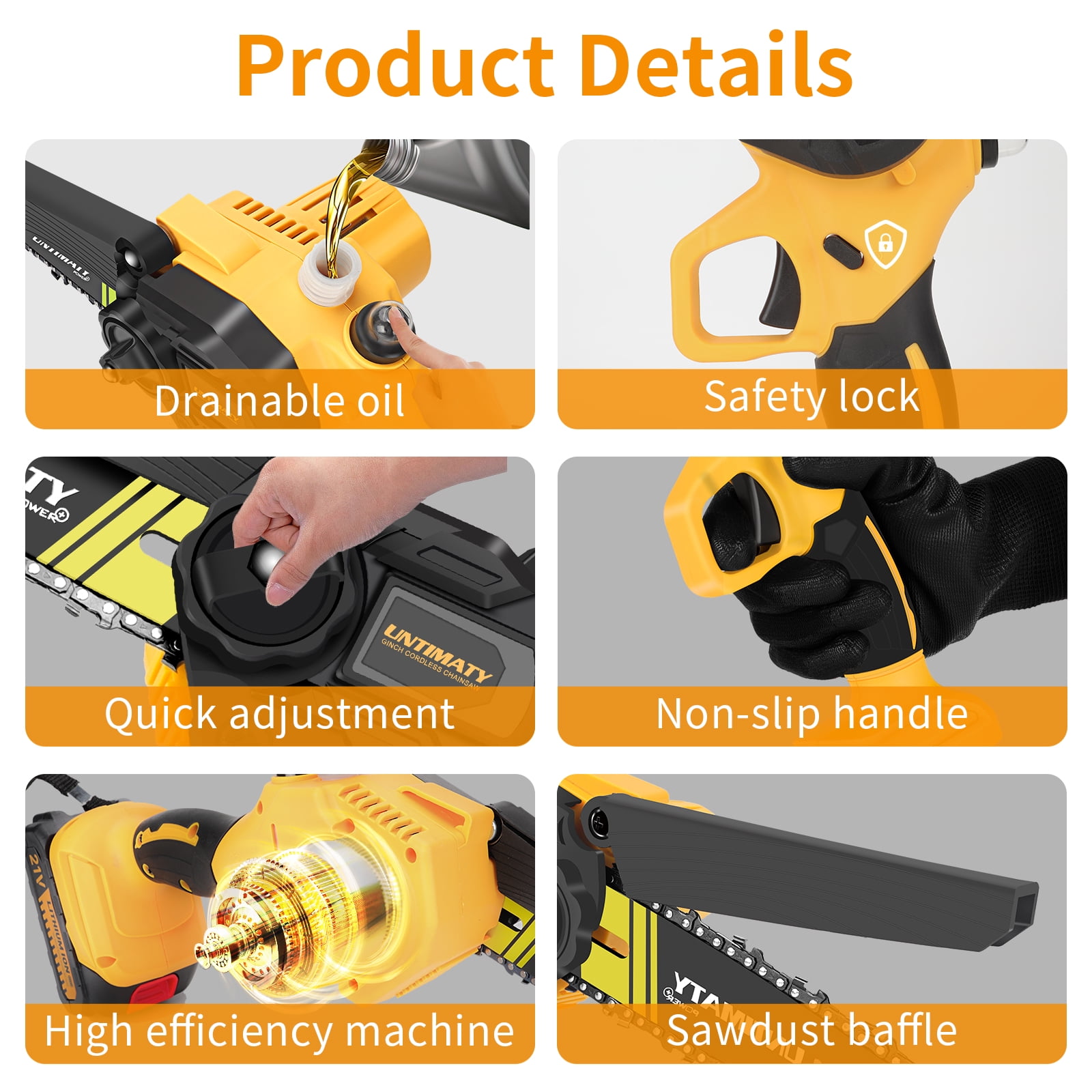 UNTIMATY 6 Mini Chainsaw with 2 Batteries 2 Chains, 6-Inch Cordless  Handheld Chain Saw for Wood Cutting Tree Trimming 