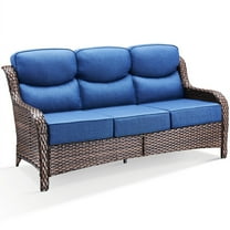 Bellefurn Luxury 73" Outdoor Patio High Back Sofa,Rattan Oversized 3-Seater Couch with 6-Inch Thick Cushions,Patio Furniture Sofa Set for Porch,Poolside,Deck,and Yard