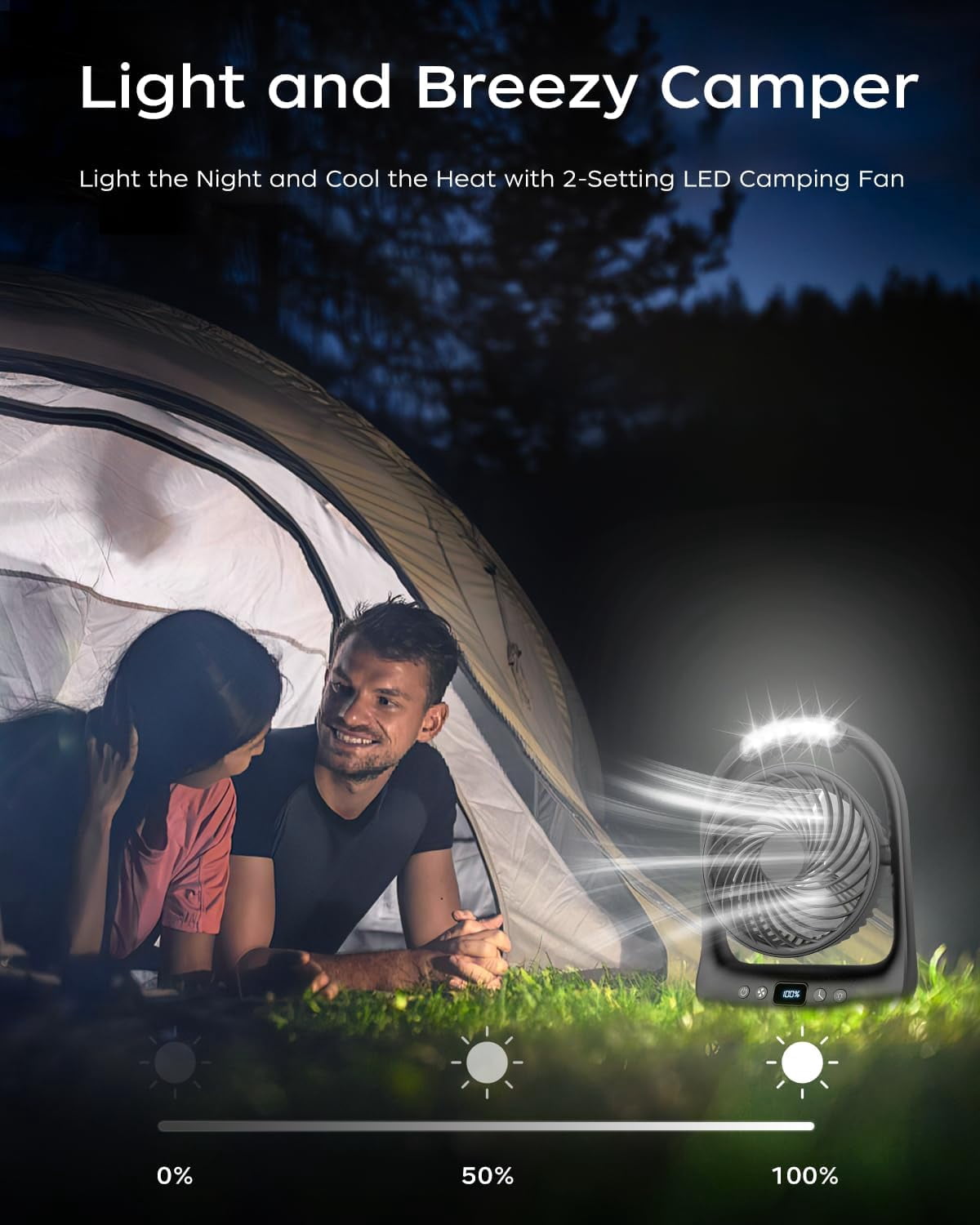 HGGQVVS 6" Rechargeable Camping Fan, Battery Operated Small Portable Fan with 3 Speeds & 6H Runtime LED, 360° Tiltable, USB Type-C Charging, Ideal for Outdoor, Travel, Camping, Home & Office, Purple