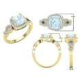 thumbnail image 3 of Dazzlingrock Collection 7mm Cushion Aquamarine & Round White Diamond Halo Split Shank Engagement Ring for Women (0.25 ctw, Color I-J, Clarity I1-I2) in 18K Yellow Gold, Size 9.5, 3 of 5