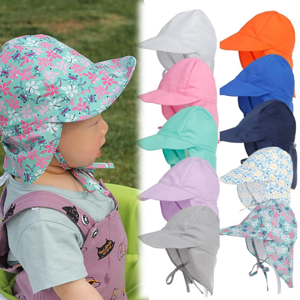 Baby Girls Floral Sun Hat with UPF 50 Outdoor Play Beach Hat Cap with Wide Brim 