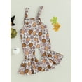 thumbnail image 3 of Bagilaanoe Toddler Baby Girl Halloween Jumpsuit Sleeveless Print Romper Overalls 6M 9M 12M 18M 24M 3T Kids Flared Pants Fall Bell-Bottoms Outfits, 3 of 8
