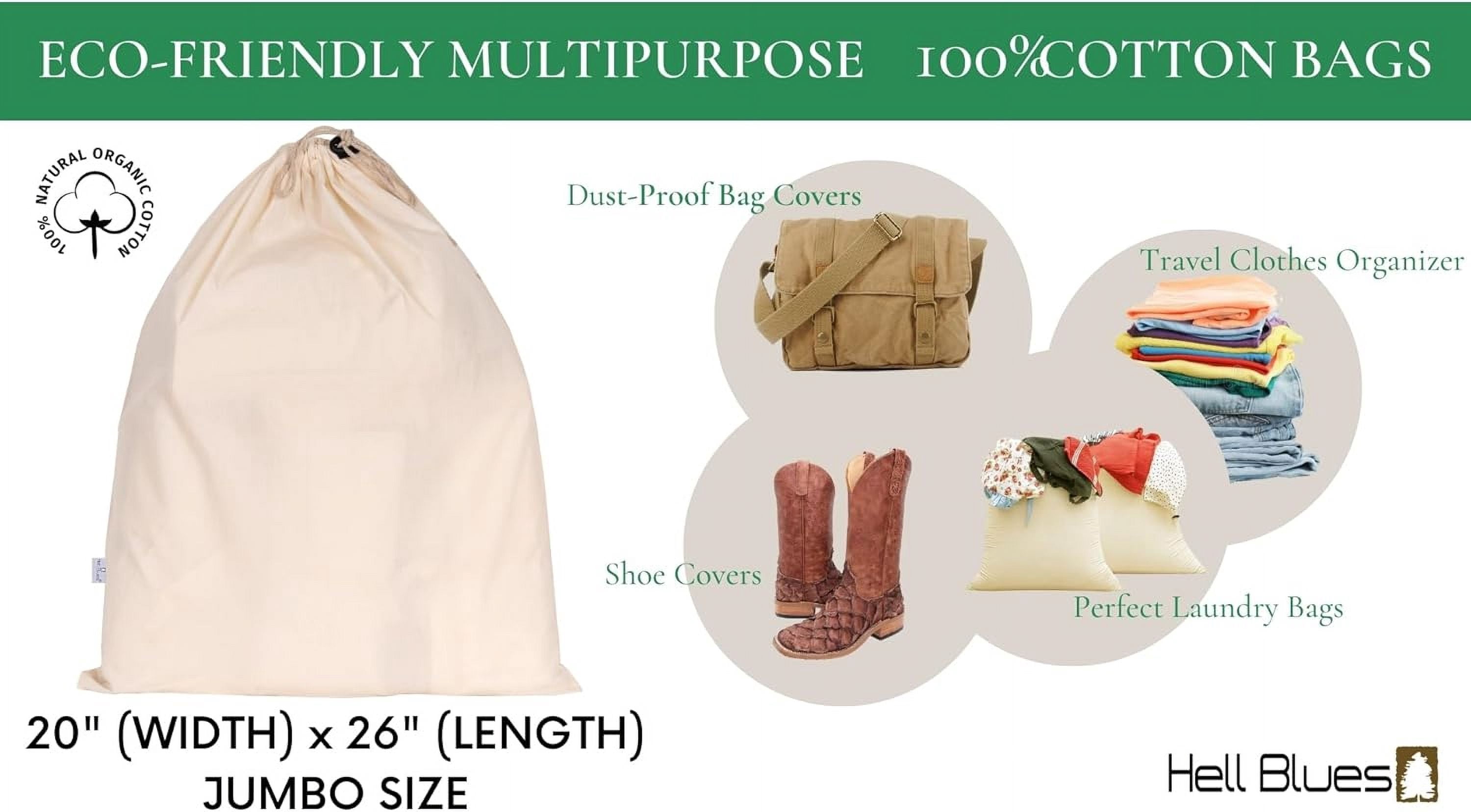 4-Pack Drawstring Dust Covers Large 100% Cotton Cloth Storage Pouch 26" x 20" String Bag for Handbags Laundry Purses Shoes