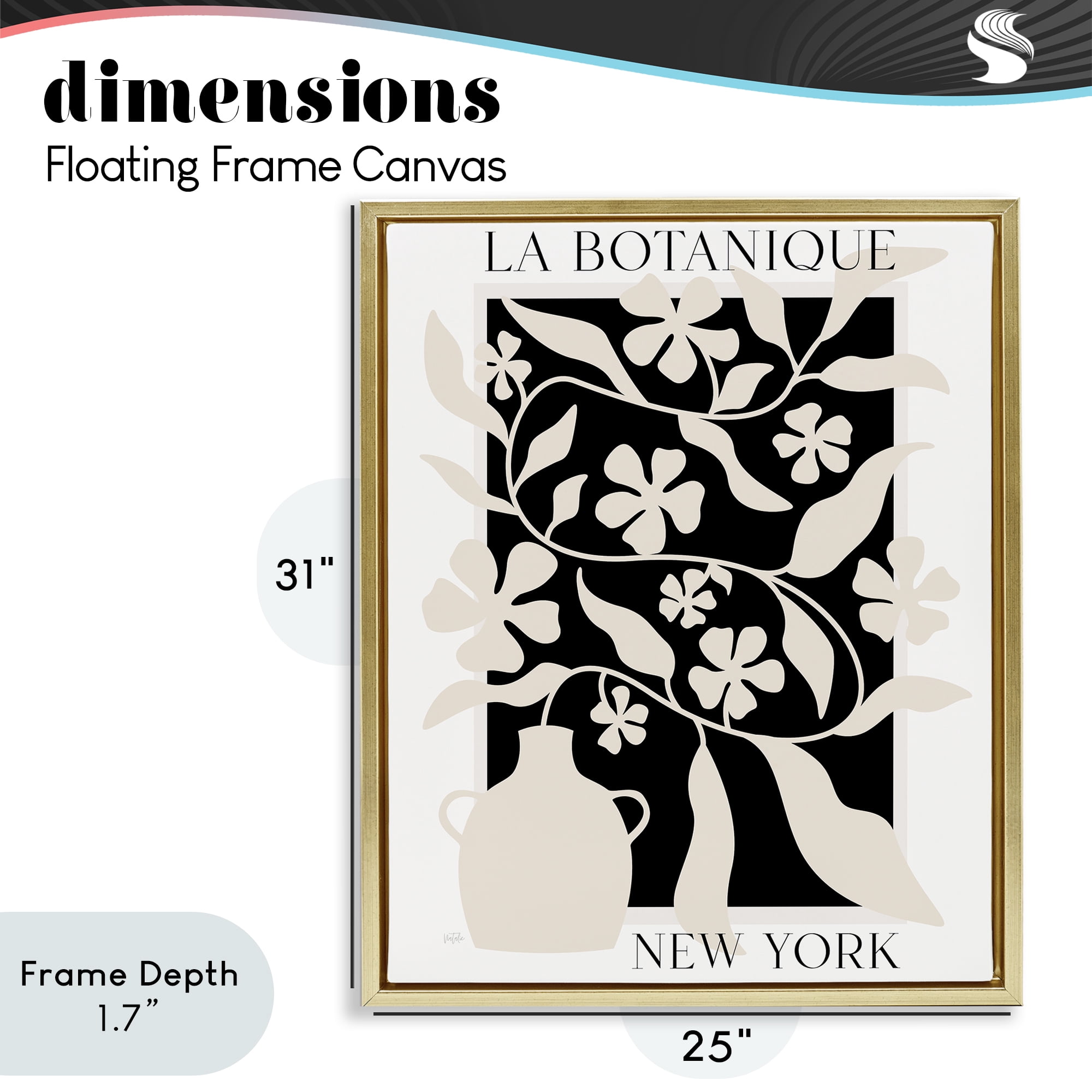 Stupell Industries La Botanique New York Gold Framed Floater Canvas Wall Art, design by Natalie Carpentieri