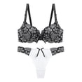 thumbnail image 2 of Levmjia Womens Lace Lingerie Set Underwire Bra and Matching Thong Panties With Adjustable Straps Breathable Mesh Romantic Date Night Daily Special Trendy Solid Color, 2 of 4