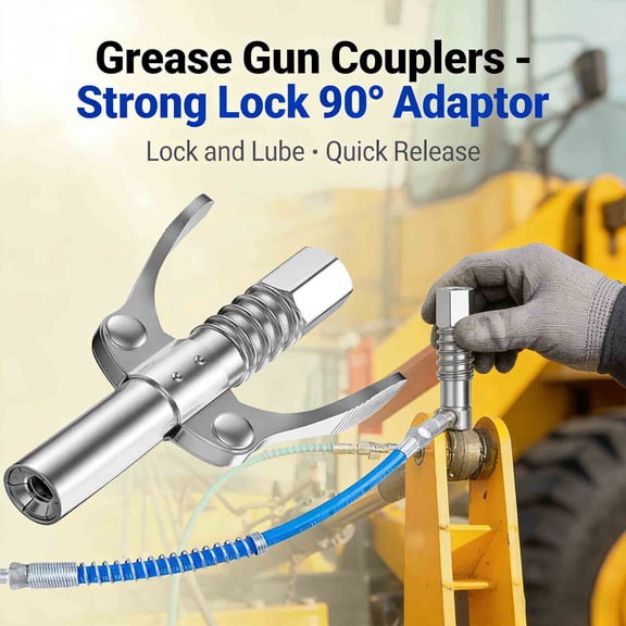 MKDAQIQIU Grease Gun Couplers, Strong Lock, 90° Coupler Adaptor,Lock and Lube Grease Guns