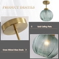 thumbnail image 3 of KCO Lighting Vintage Green Glass Flush Mount Ceiling Light Modern Brass Gold Semi Flush Mount Ceiling Lamp, 3 of 7