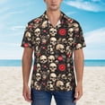 thumbnail image 2 of Gaeub rock record Skull Print Men's Hawaiian Shirt,Button Down Short Sleeves Shirts,Tropical Beach Casual Button Down Shirts,Medium, 2 of 7