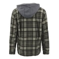 thumbnail image 2 of Men's Heavyweight Flannel Zip Up Fleece Lined Plaid Sherpa Hoodie Jacket (#914 D.Brown/L.Brown, 5XL), 2 of 5