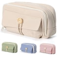 thumbnail image 4 of Estuche para Lapices, Lapiceras Escolares de Gran Capacidad con 4 Compartimentos, Pencil Case para Escolar, Oficina, Trabajo (Beige), 4 of 4