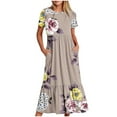 thumbnail image 1 of LOVZFMLL Robe Longue Multicolore à Manches Courtes et Col Rond Imprimé Fleurs pour Femmes 2TG, 1 of 5