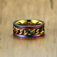 thumbnail image 2 of Silver/Black/Gold/Rainbow Spinner Chain Rings Stainless Steel Men's Band Sz 6-15, 2 of 2