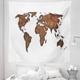 thumbnail image 1 of Map Tapestry, World Atlas with Grunge Weathered Rusty Effect Silhouette of Earth on Plain Back, Fabric Wall Hanging Decor for Bedroom Living Room Dorm, 5 Sizes, Brown Umber White, by Ambesonne, 1 of 1