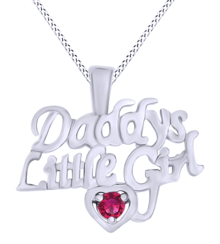 Jewel Zone US Round Cut Simulated Ruby CZ Daddy's Little Girl Pendant