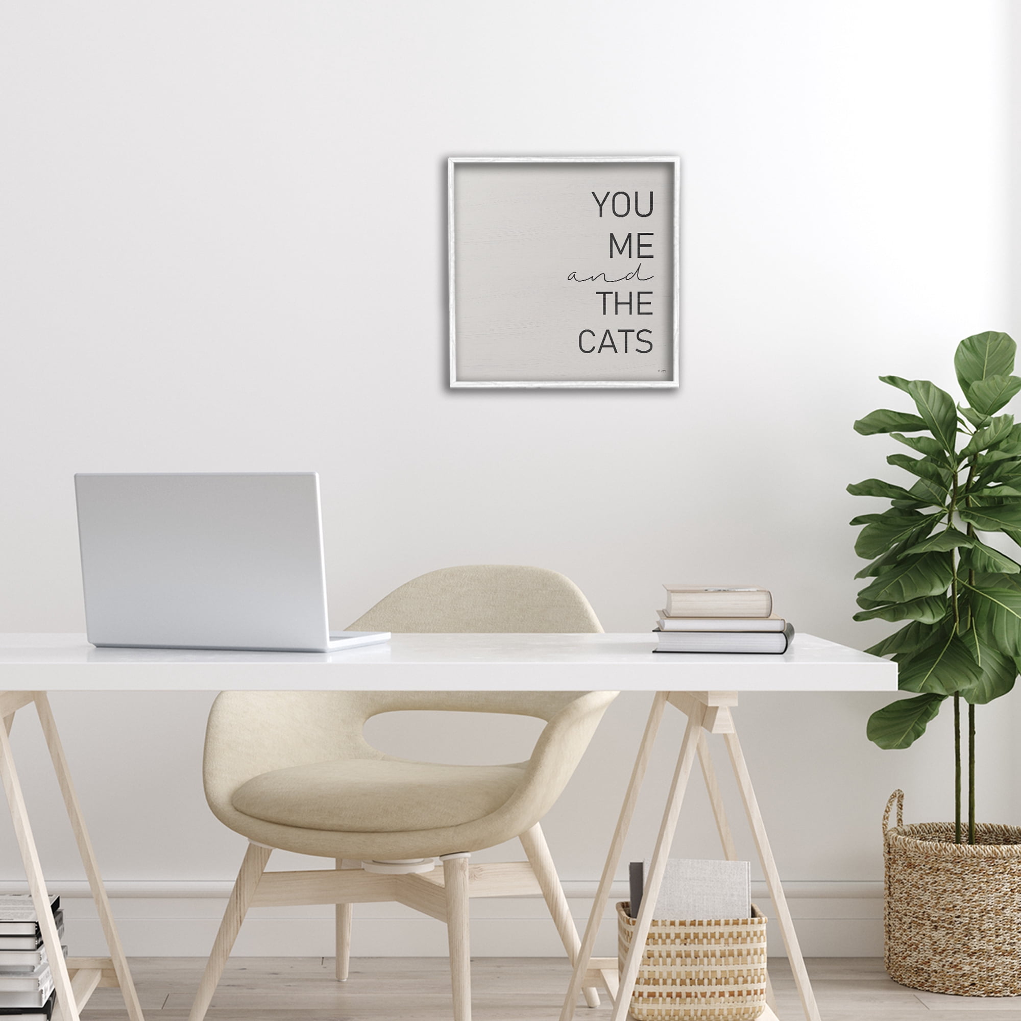 Stupell Industries Minimal You Me & Cats White Framed Giclee Art, design by Jaxn Blvd.