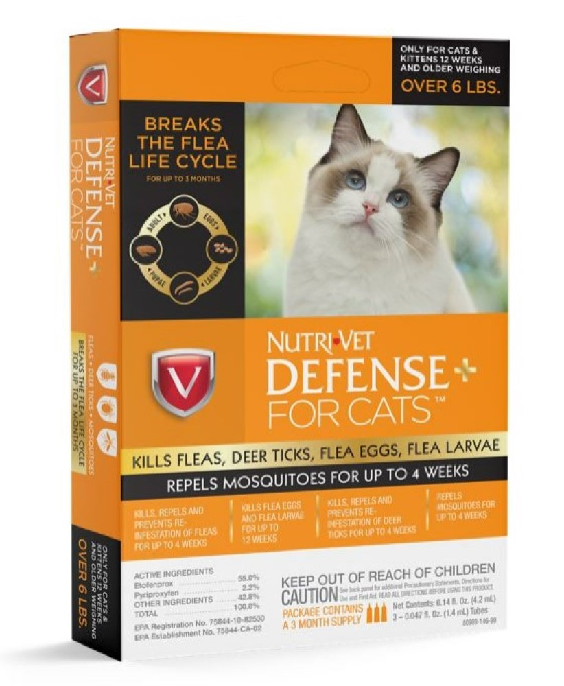 NutriVet 1030348 Defense Plus Flea and Tick Topical Treatment for Cats