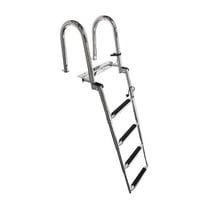 MARINE CITY 4-Step Telescoping Boat Ladder, 304 Grade Stainless Steel, Heavy Duty, Extra Wide Steps, for Transom Swim Decks, Boats, Yachts, Marines