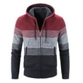 thumbnail image 4 of Lindreshi Sweaters for Women Trendy Clearance Fleece Thick Stripe Color Matching Hooded Sweater Coat Gradient Casual Men's, 4 of 8