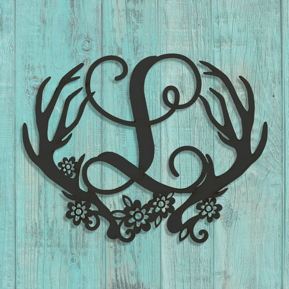 Personalized Black Wood Antlers Plaque
