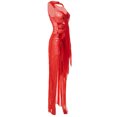 thumbnail image 2 of Mujeres Irregular Ruffle Largo Skinny Vestido Sólido Sin Mangas Sheer Vestido Hueco, 2 of 5