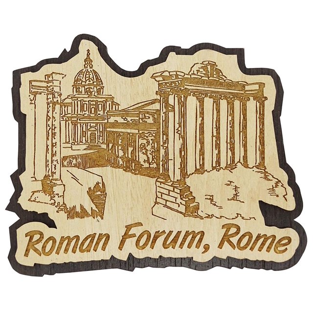 Printtoo Souvenir Cadeau Objets de Collection Forum Romain Rome Aimant en Bois Gravé pour Réfrigérateur