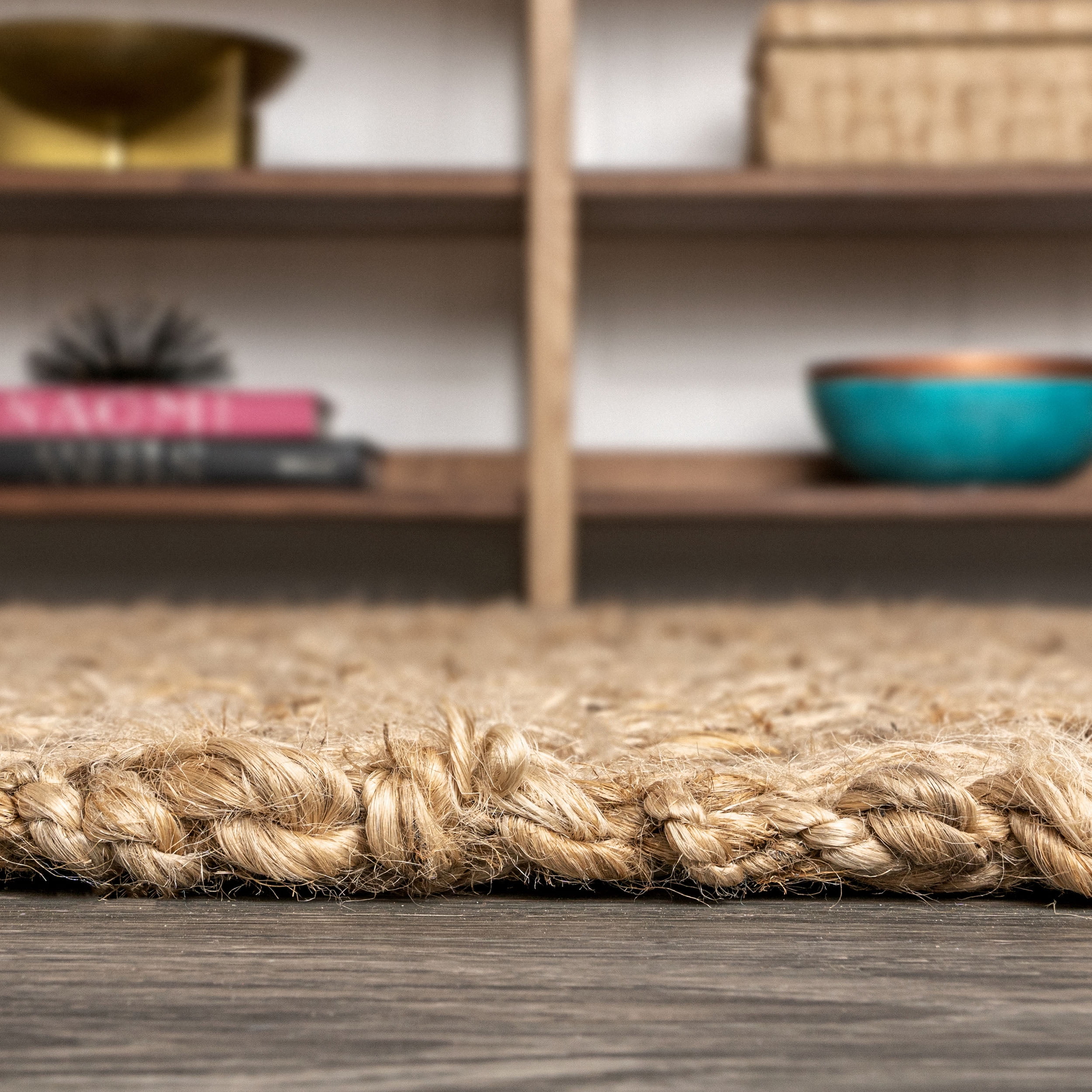 JONATHAN Y NATURAL FIBER 3 x 5 Area Rug, Estera Hand Woven Boucle Chunky Jute - Natural, NFR102A-3