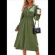 thumbnail image 2 of Vestido Mini de Larga con Escote en V para Mujer, Corte A, Cintura Alta, Informal, Fluido, Ideal para Invitadas A Cócteles y Bodas. Verde L, 2 of 9