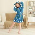 thumbnail image 3 of FORMRS Niños Bathrobe Unisex Hooded Robe Soft Plush Pajamas Sleepwear, Size 7-9T, Blue Abstract, 3 of 7