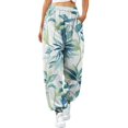 thumbnail image 1 of EczUOHAO Pantalon Femme Pantalon d'Été Ample Style Bohème avec Poches Pantalon Décontracté Vert, TG, 1 of 4