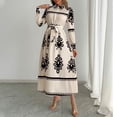 thumbnail image 2 of Nuoqisi Women's Printed Tie-Front Shirt Long Sleeve Maxi Dress - Flowy Button-Down Dress with Adjustable Waist, 2 of 3