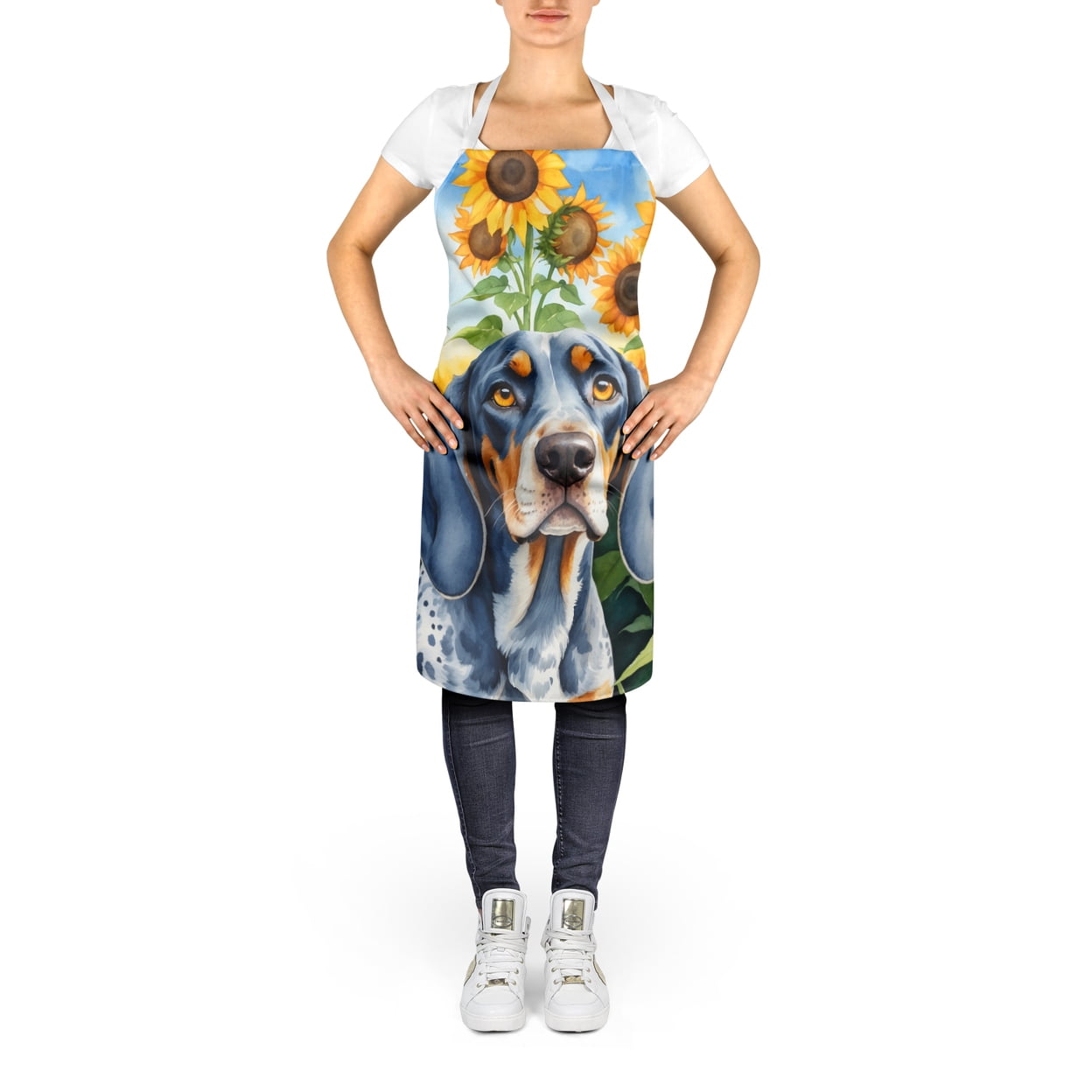 Bluetick Coonhound in Sunflowers Apron 27 in x 30 in
