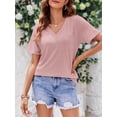 thumbnail image 5 of Womens V Neck TShirts Short Sleeve Loose Casual Summer Tops with Pocket, 5 of 5