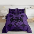 thumbnail image 2 of Feelyou Hippie Damask Print Queen Comforter Set, Dreamy Bohemian Flower Bedding Sets, Tribal Dragon Reversible Bedding Comforter Set, Lightweight Room Decor, 3pcs, 2 of 8