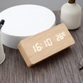 thumbnail image 4 of Multi-Function LED Alarm Clock with USB Power Supply, Voice Control, Timer, Thermometer - （Bamboo and wood white characters）, 4 of 5