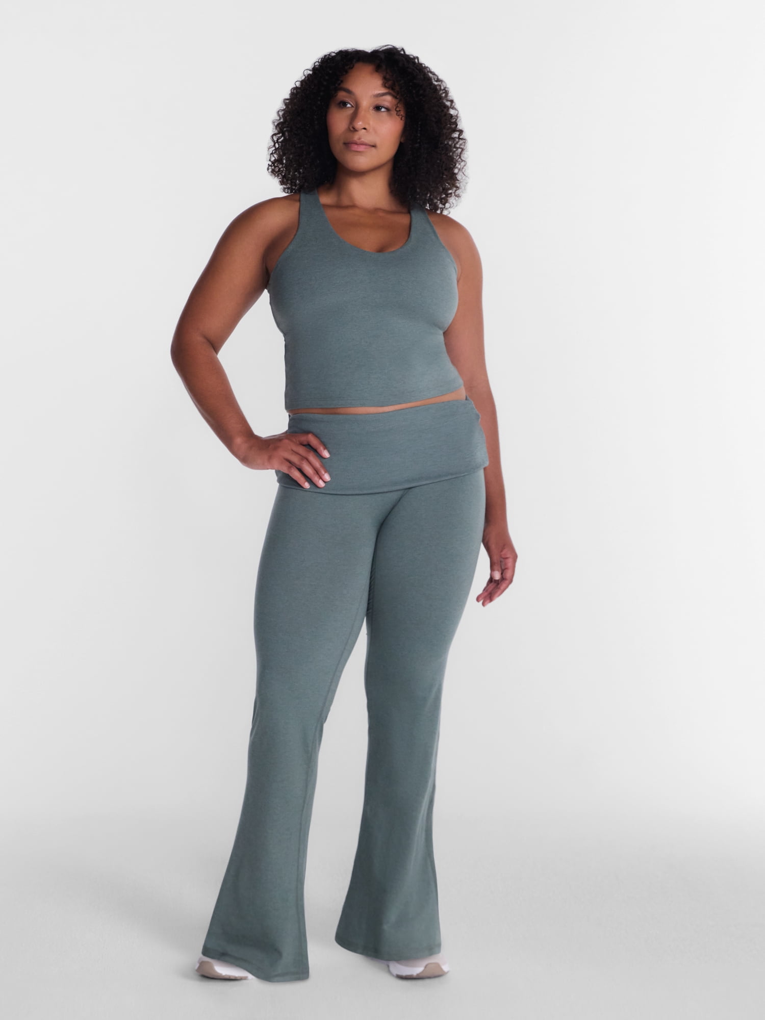 Athletic Works Women's ButterCore Flare Leggings with Fold Over Waist, 31" Inseam, Sizes XS-XXL