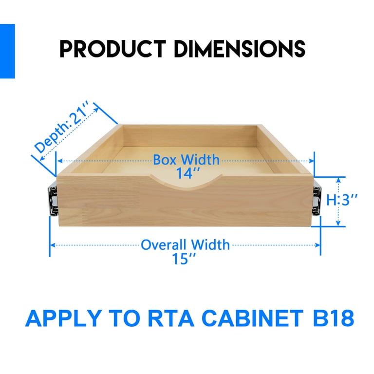 Orapoke 14" W X 21" D Pull-Out Cabinet Organizer - Soft-Close Wood Drawer For Kitchen, Pantry, Bath